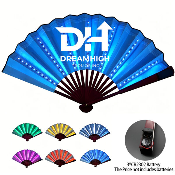 LED Luminous Folding Fan – Colorful Night Prop