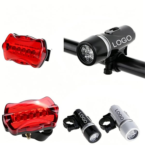 Bicycle Safety Light Set: Front & Rear LED with Adjustable Mounts