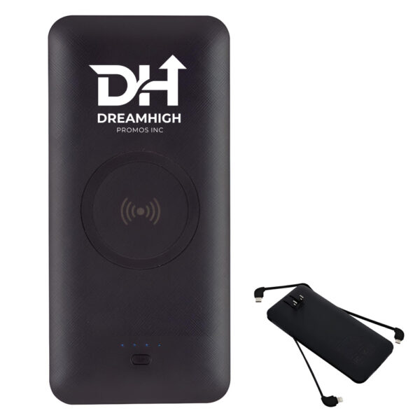 5000mAh Wireless Power Bank with Built-in Cables