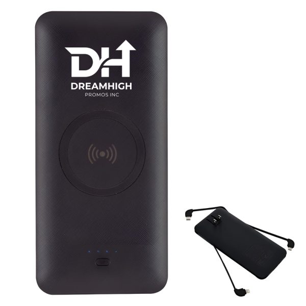 5000mAh Wireless Power Bank with Built-in Cables