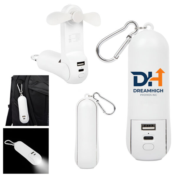 Foldable Fan with LED Light & Power Bank – 1800mAh