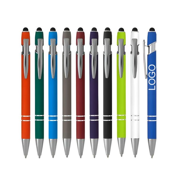 Rubberized Recycled Aluminum Pen with Stylus