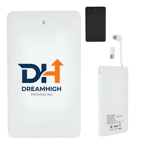 4000mAh Power Bank with Built-in 8-Pin & Micro-USB