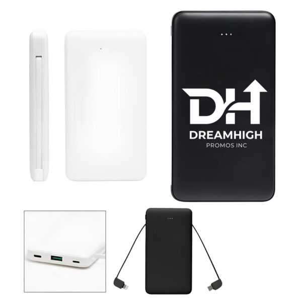10000mAh Power Bank – 20W PD, Flip-Out Lightning & USB-C